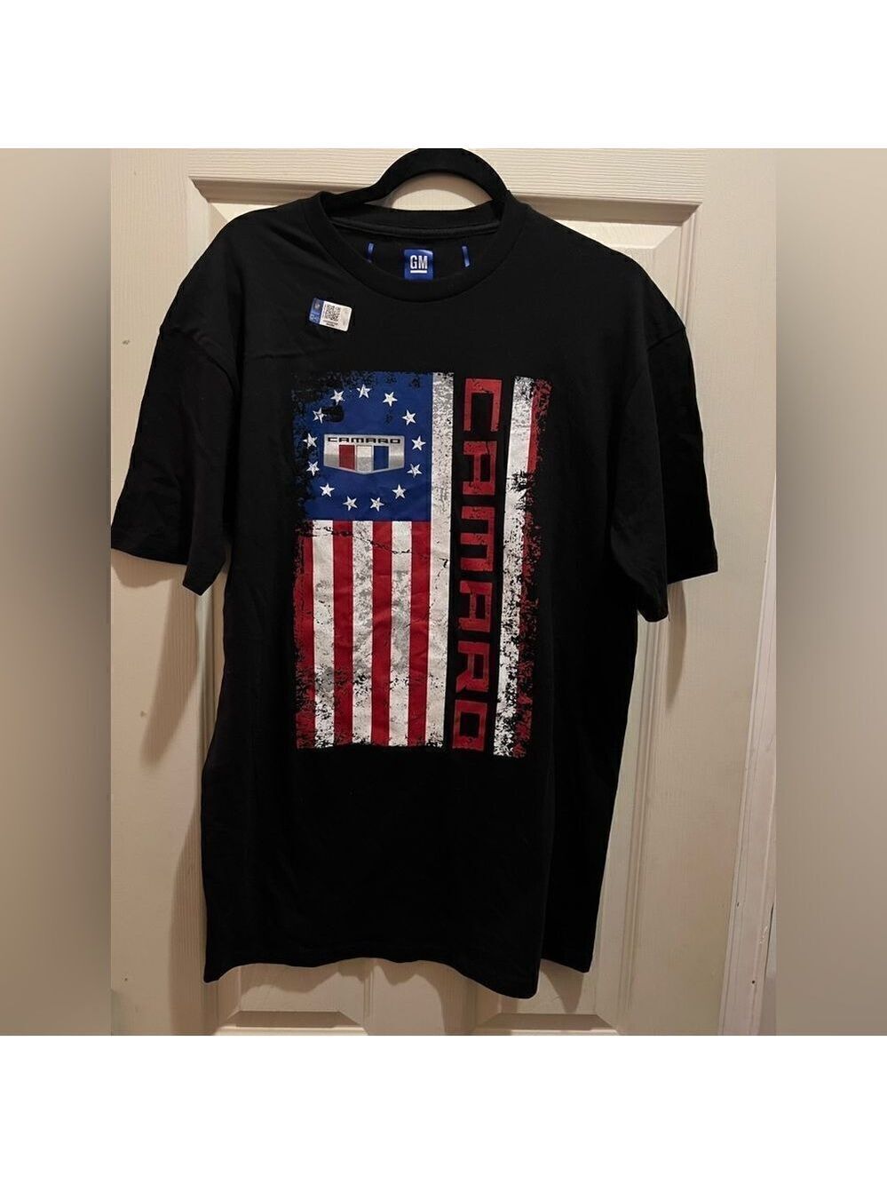 JH DESIGN GROUP Chevy Camaro T-Shirt Distressed U.S.A. Old Glory Flag